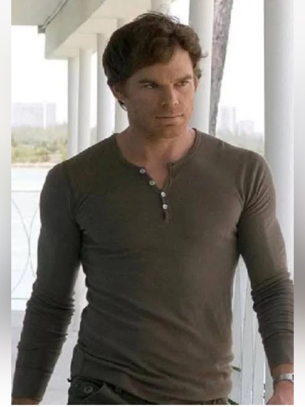 American Apparel Dexter Morgan Thermal Henley Kill Shirt medium